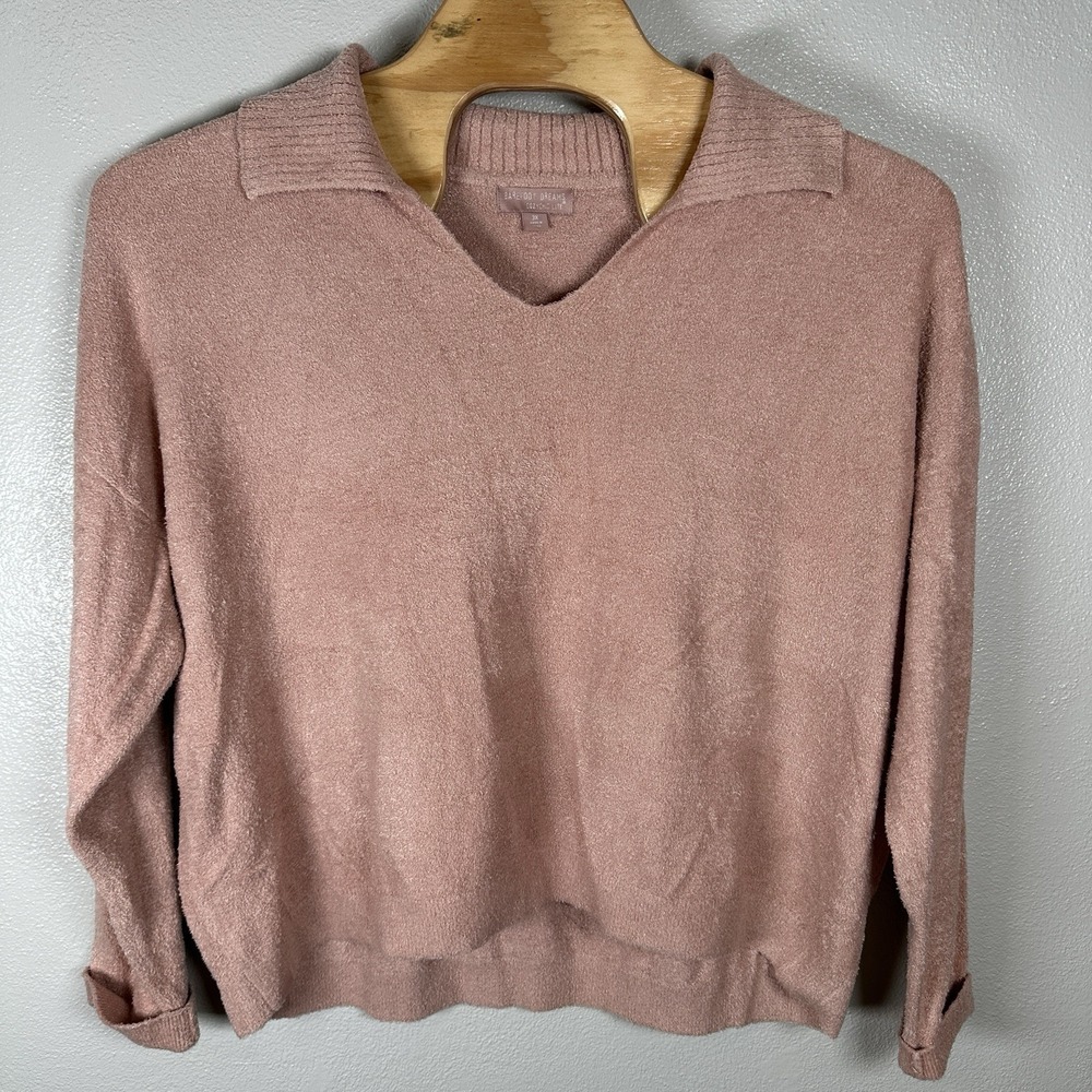 Barefoot Dreams CozyChic Lite Pink Collared Pullover Sweater Womens Sz 3X Lounge